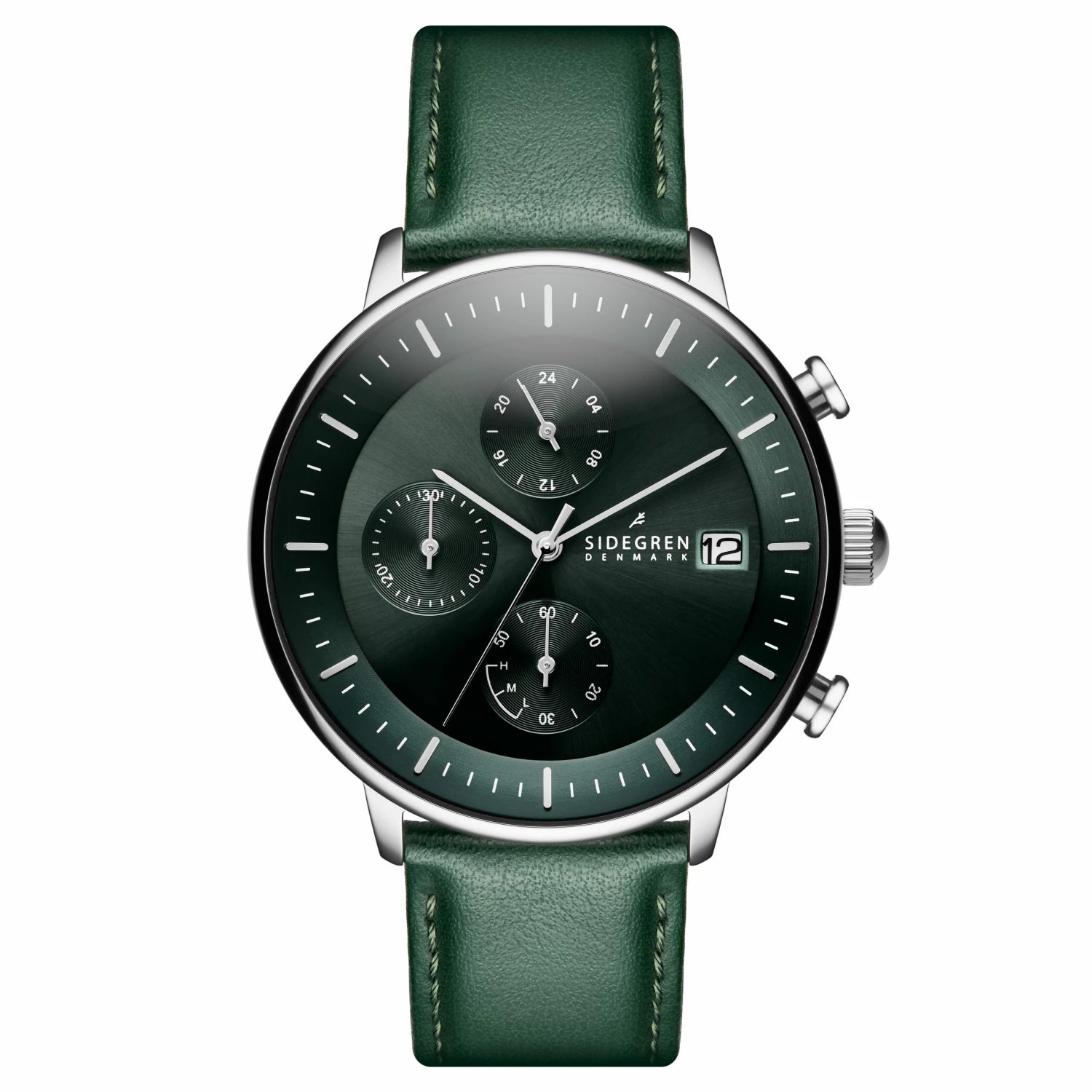 Sidegren Solis | Montre chronographe verte à énergie solaire 3 Sidegren Solis | Montre chronographe verte à énergie solaire