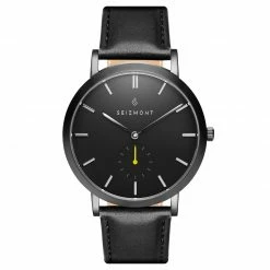 Seizmont Montre minimaliste Aether Ivano noire et jaune