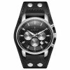 Seizmont Iphios | Montre chronographe noire en acier inoxydable avec bracelet manchette en cuir -MONTRES Soldes 2 1ipsos