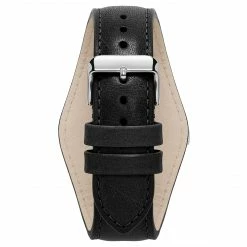 Seizmont Iphios | Montre chronographe noire en acier inoxydable avec bracelet manchette en cuir -MONTRES Soldes 2 3ipsos