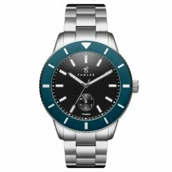 Fawler Makalu | Montre de plongée en titane brossé avec lunette bleue