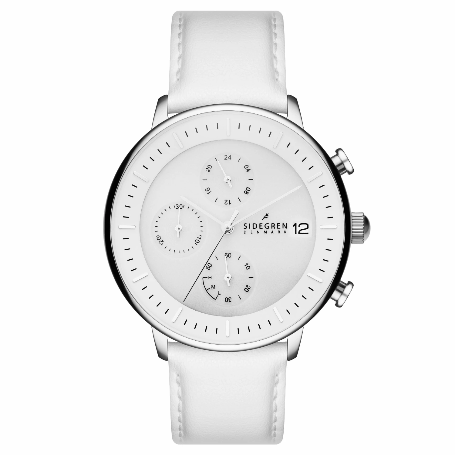 Sidegren Solis | Montre chronographe blanche à énergie solaire 3 Sidegren Solis | Montre chronographe blanche à énergie solaire