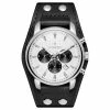 Seizmont Iphios | Montre chronographe noire et blanche en acier inoxydable avec bracelet manchette en cuir -MONTRES Soldes 4 1ipsos