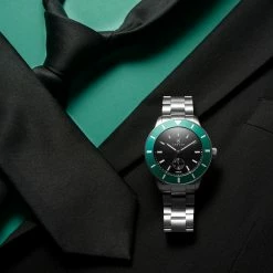 Fawler Makalu | Montre de plongée en titane brossé avec lunette verte -MONTRES Soldes jwm makalu collection lasse olsen 26041 1x1 11