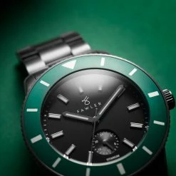 Fawler Makalu | Montre de plongée en titane brossé avec lunette verte -MONTRES Soldes jwm makalu collection lasse olsen 26041 1x1 8